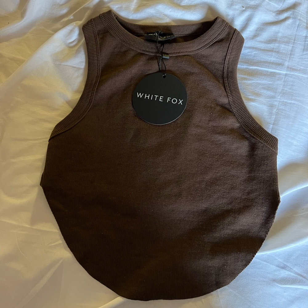 Brown cropped tank top from Whitefox